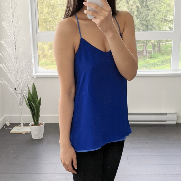 Express Reversible Cami Blouse Blue Top - Picture 2 of 8